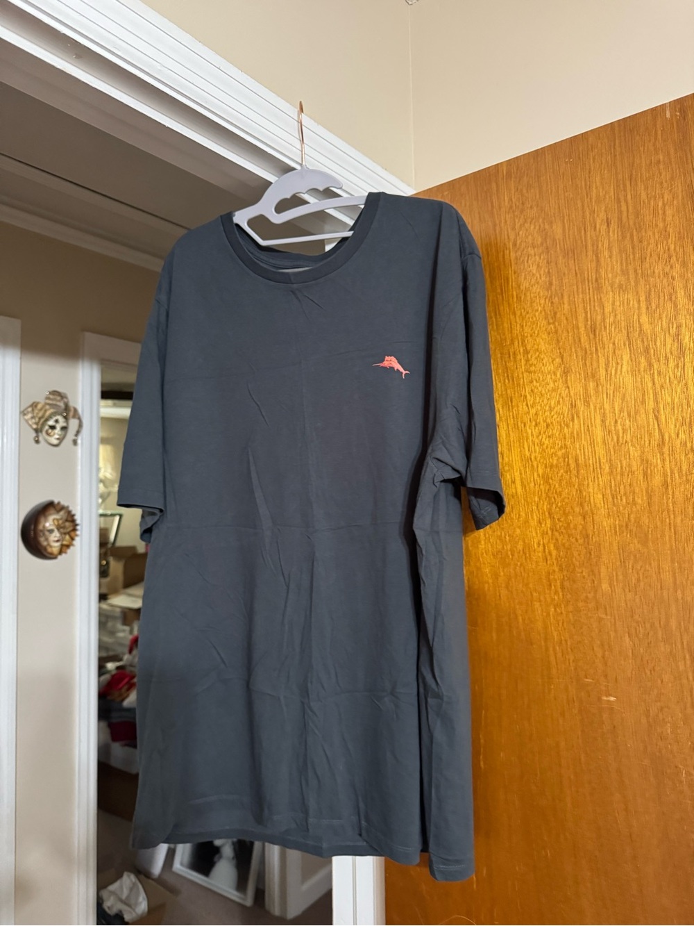 Tommy Bahama Black Short-Sleeve Tee with Small Coral Logo